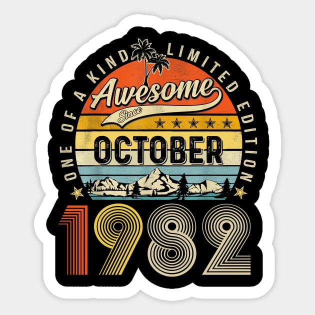 Awesome Since October 1982 Vintage 41st Birthday Sticker by Vintage White Rose Bouquets
